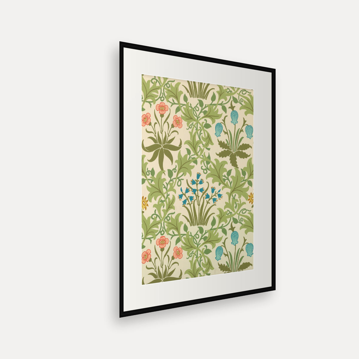 Celandine, Morris & Co. - mounted and framed print, angled view
