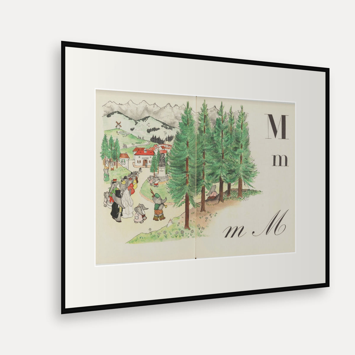 The Letter M, ABC de Babar - mounted and framed print, angled view