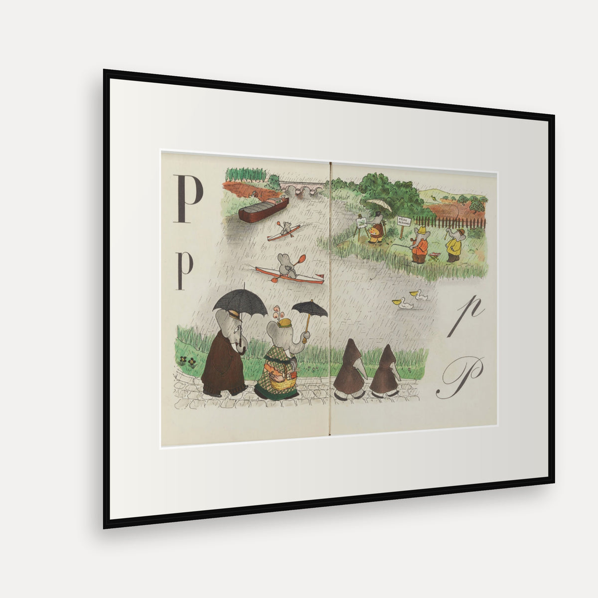 The Letter P, ABC de Babar - mounted and framed print, angled view