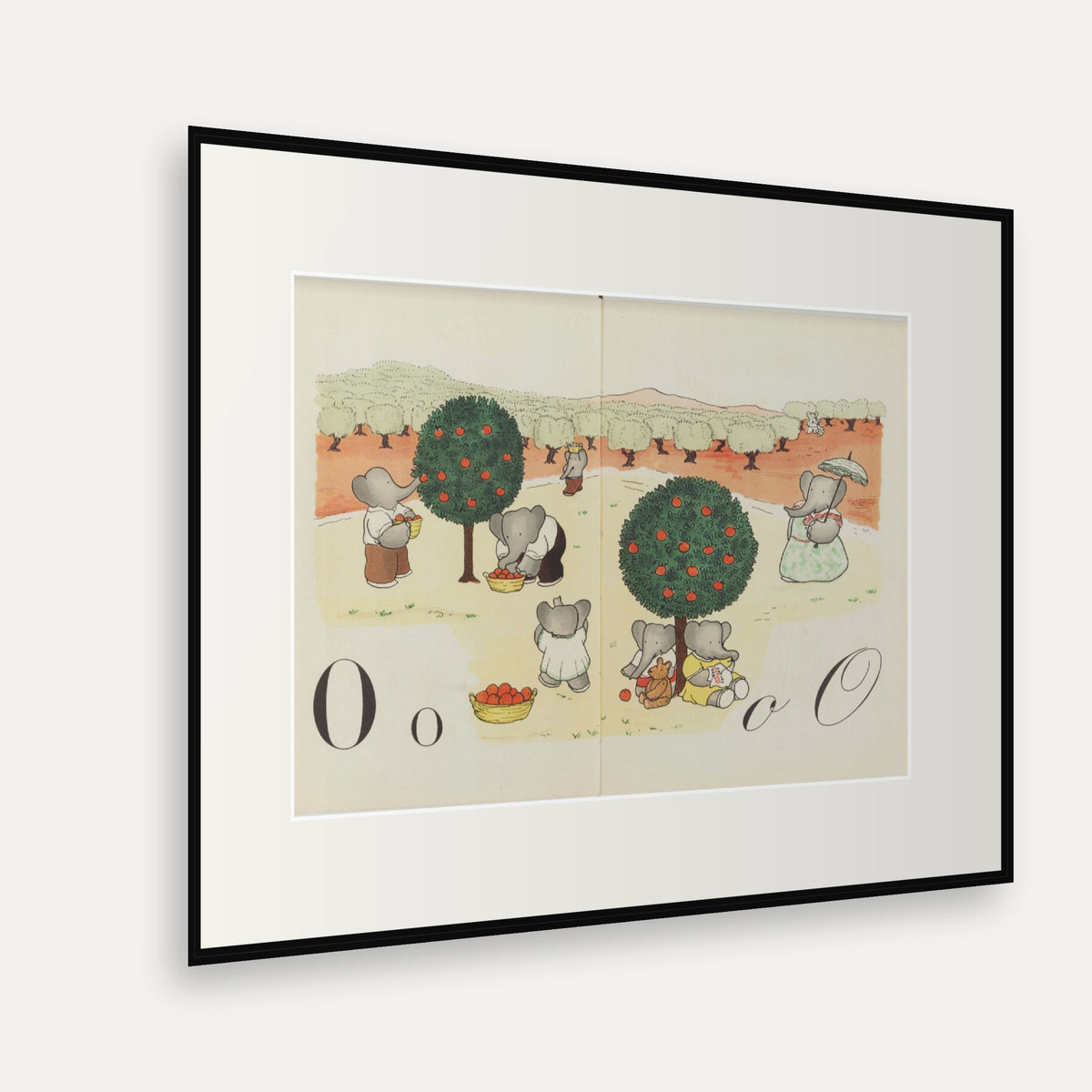 The Letter O, ABC de Babar - mounted and framed print, angled view