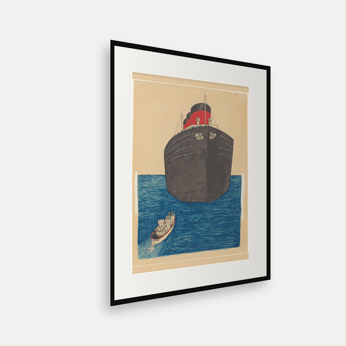The Ocean Liner, Le voyage de Babar - mounted and framed print, angled view