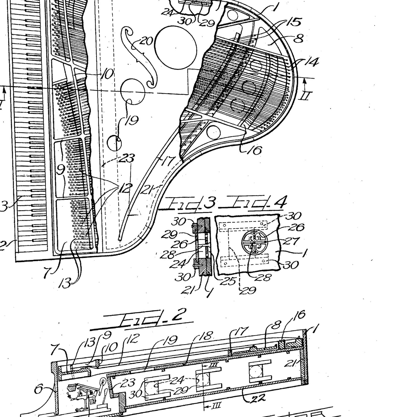 Grand Piano 1928 Patent Print