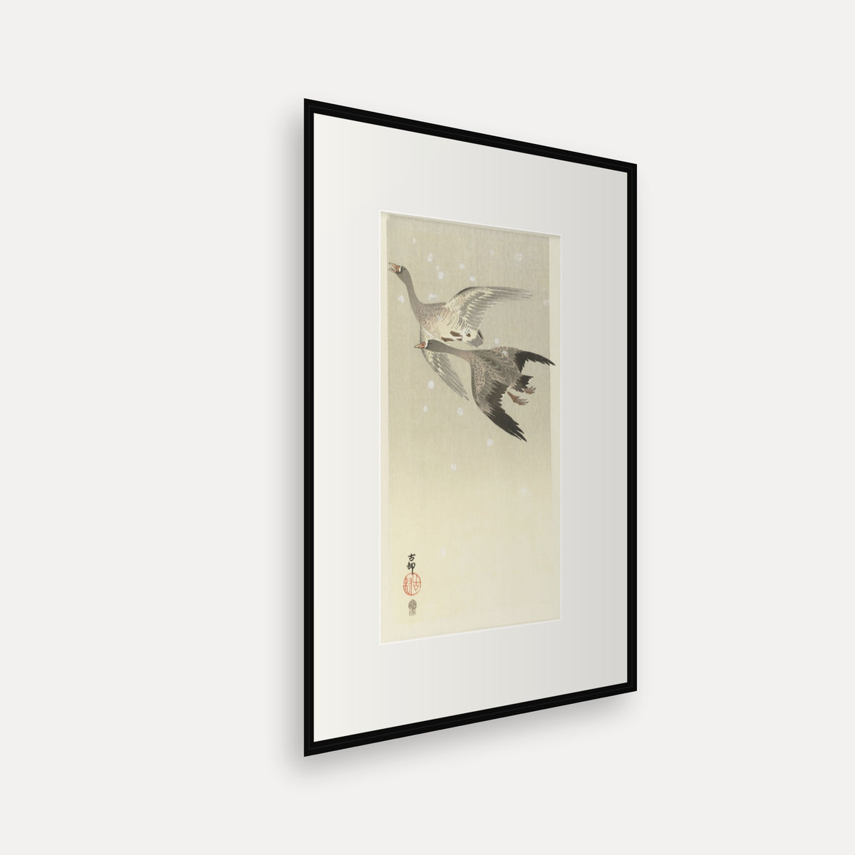 Geese Flying in Snow · Ohara Koson · Japanese Woodblock Print