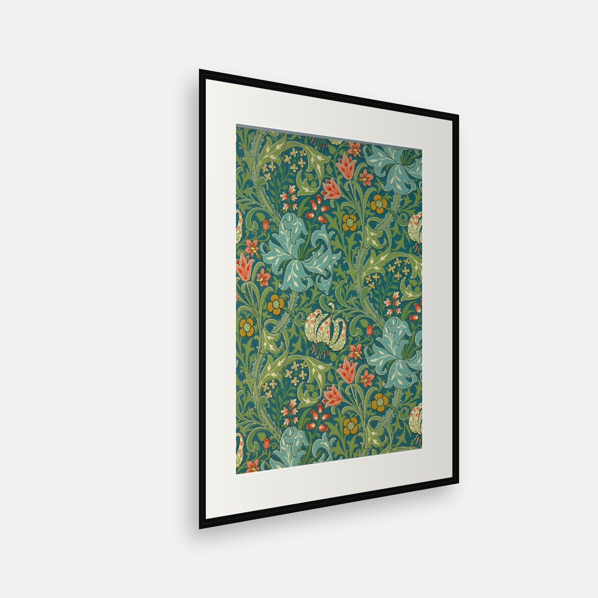 Golden Lily, J. H. Dearle for Morris & Co. - mounted and framed print, angled view