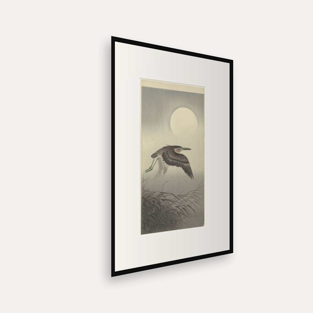 Heron and Full Moon · Ohara Koson · Japanese Woodblock Print
