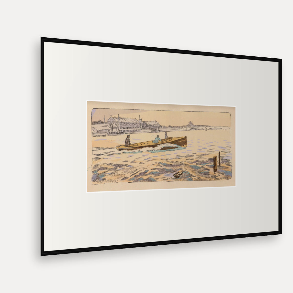 Coupe du Salon 1904, Lorraine-Dietrich Motorboat - Ernest Montaut framed print shown at an angle