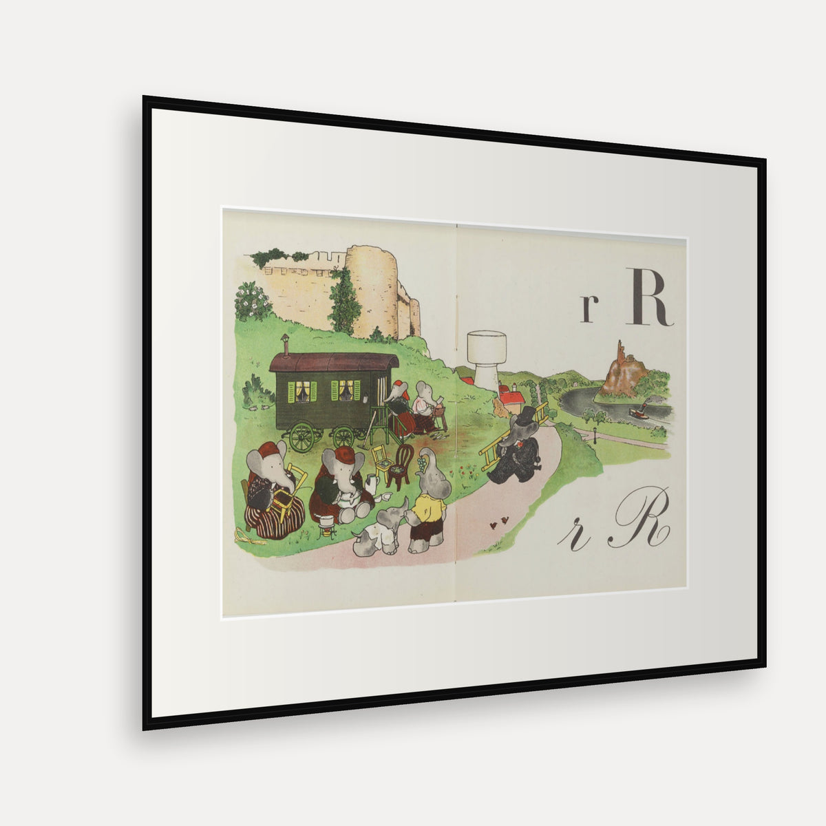 The Letter R, ABC de Babar - mounted and framed print, angled view