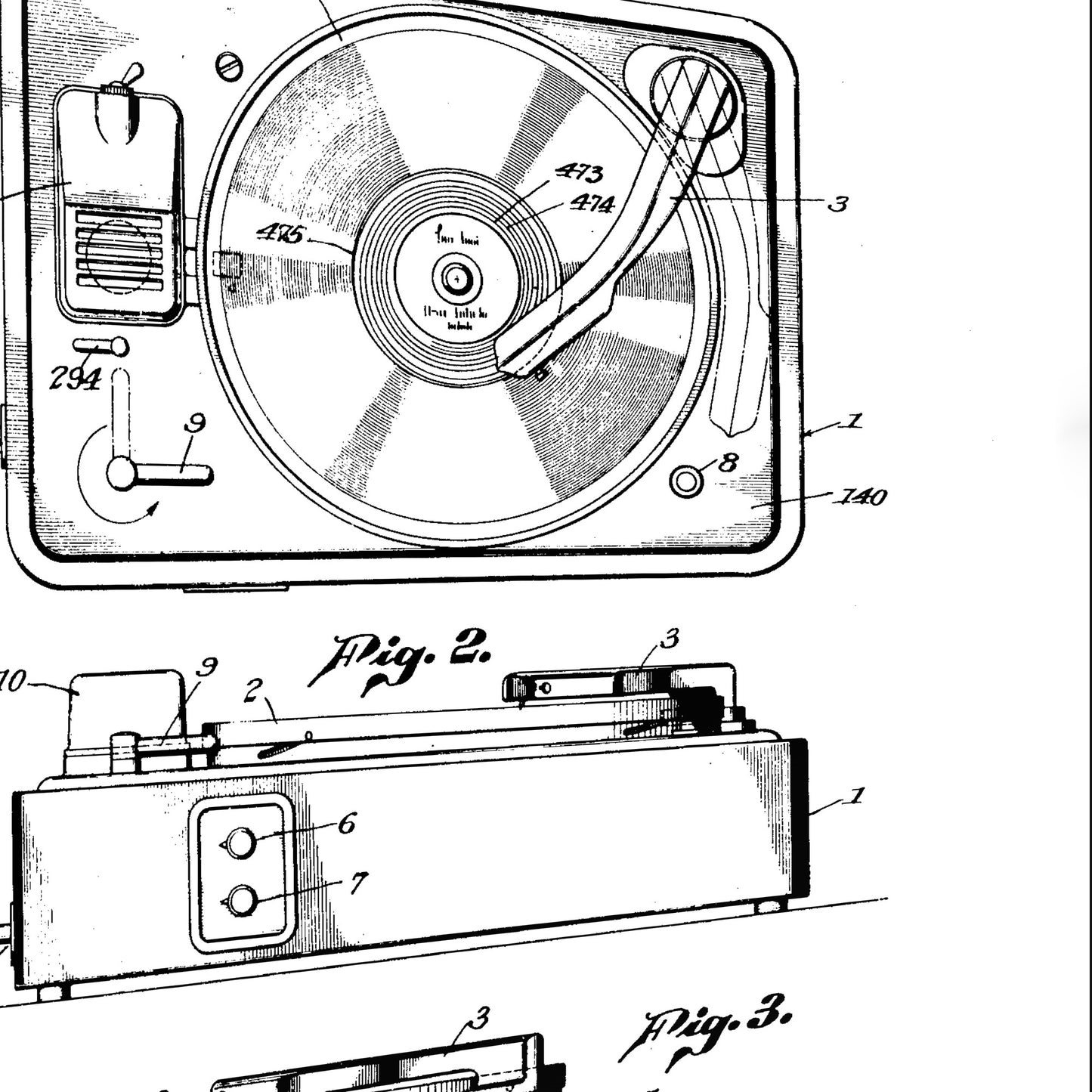 Record Player 1950 Patent Print