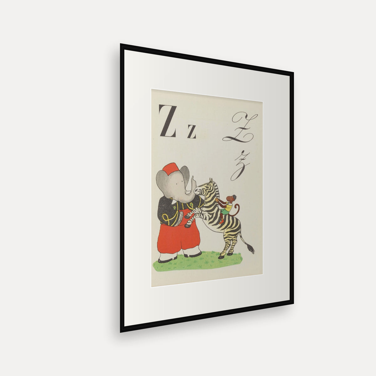 The Letter Z, ABC de Babar - mounted and framed print, angled view
