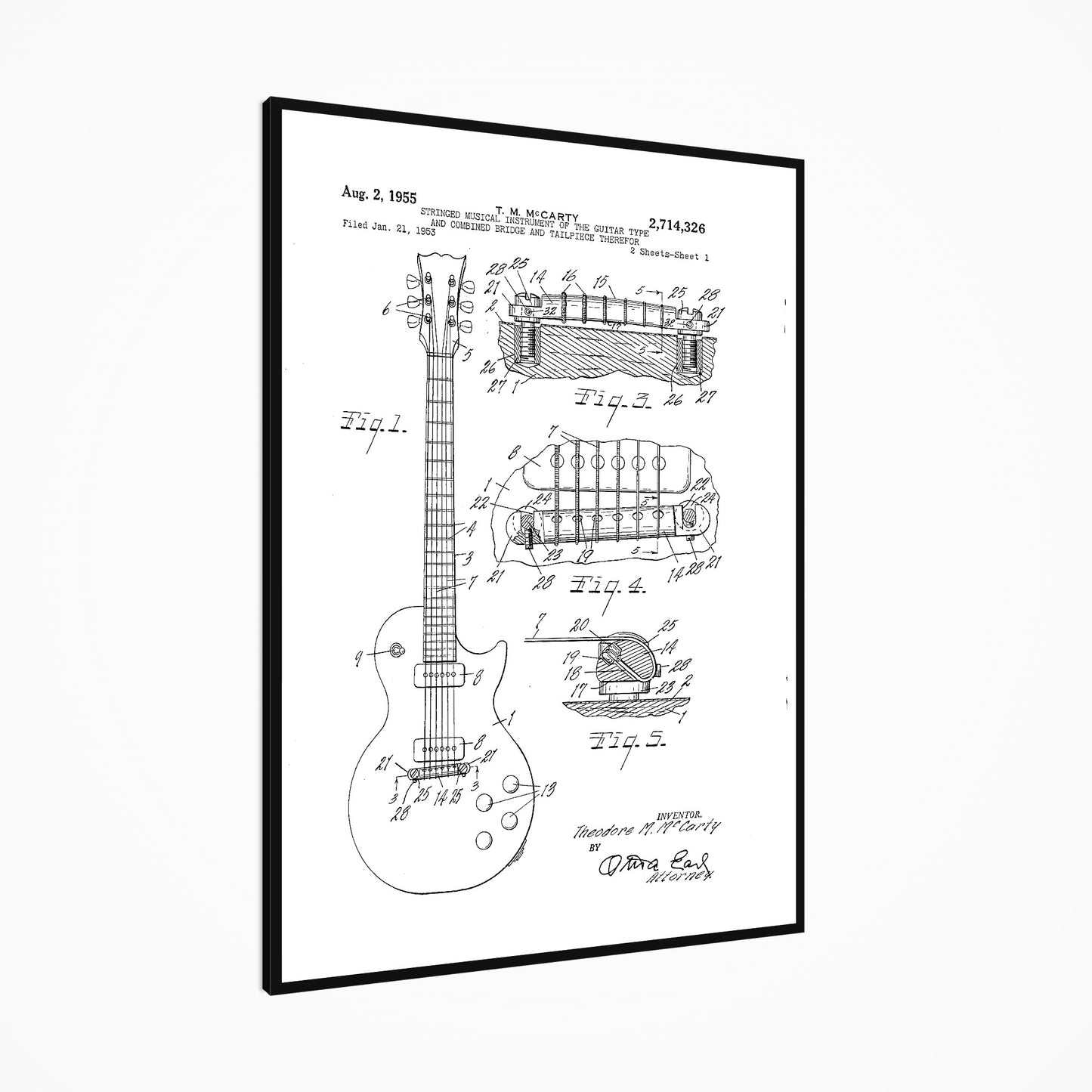 Gibson Les Paul Guitar Patent Print