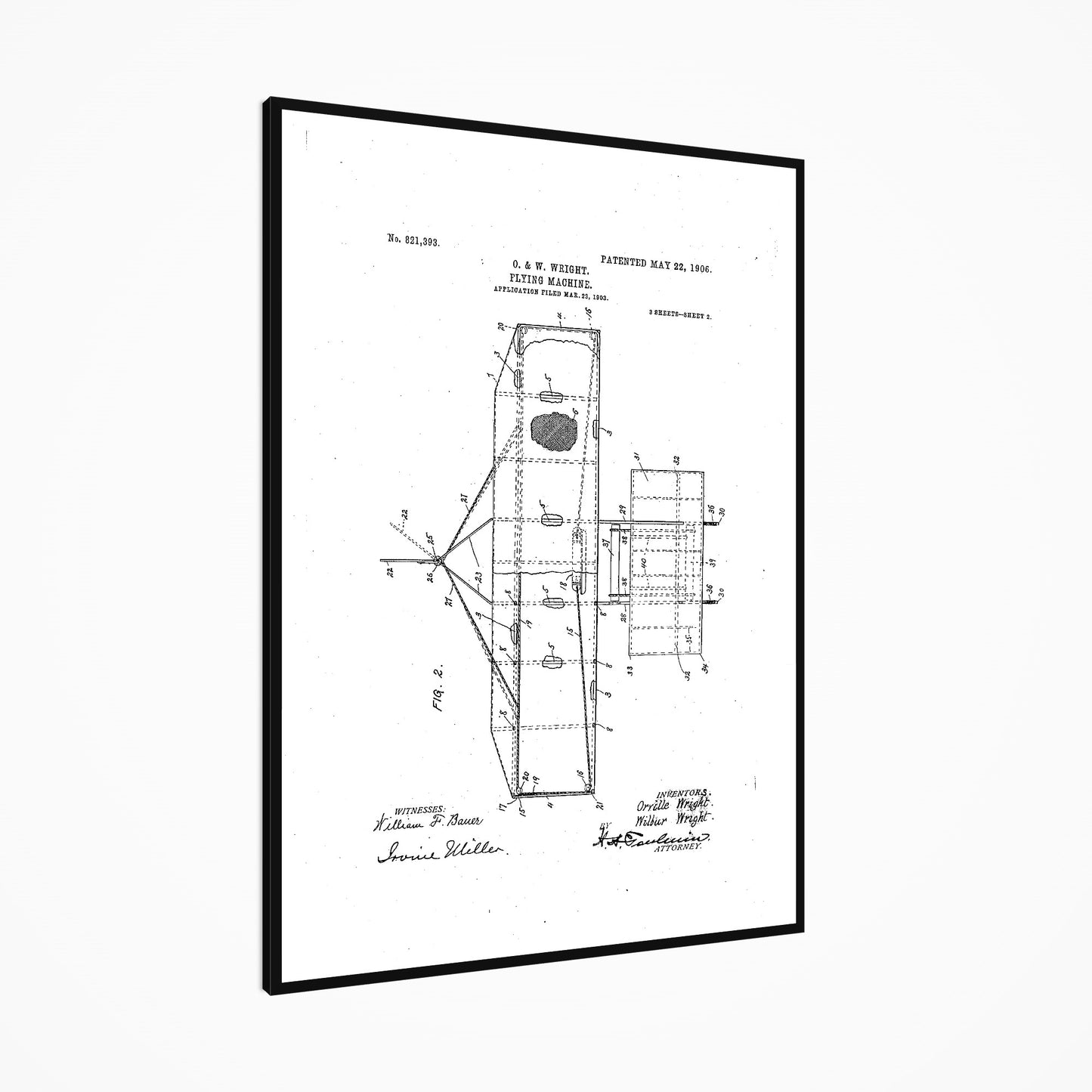 Wright Brothers Flying Machine Patent Print