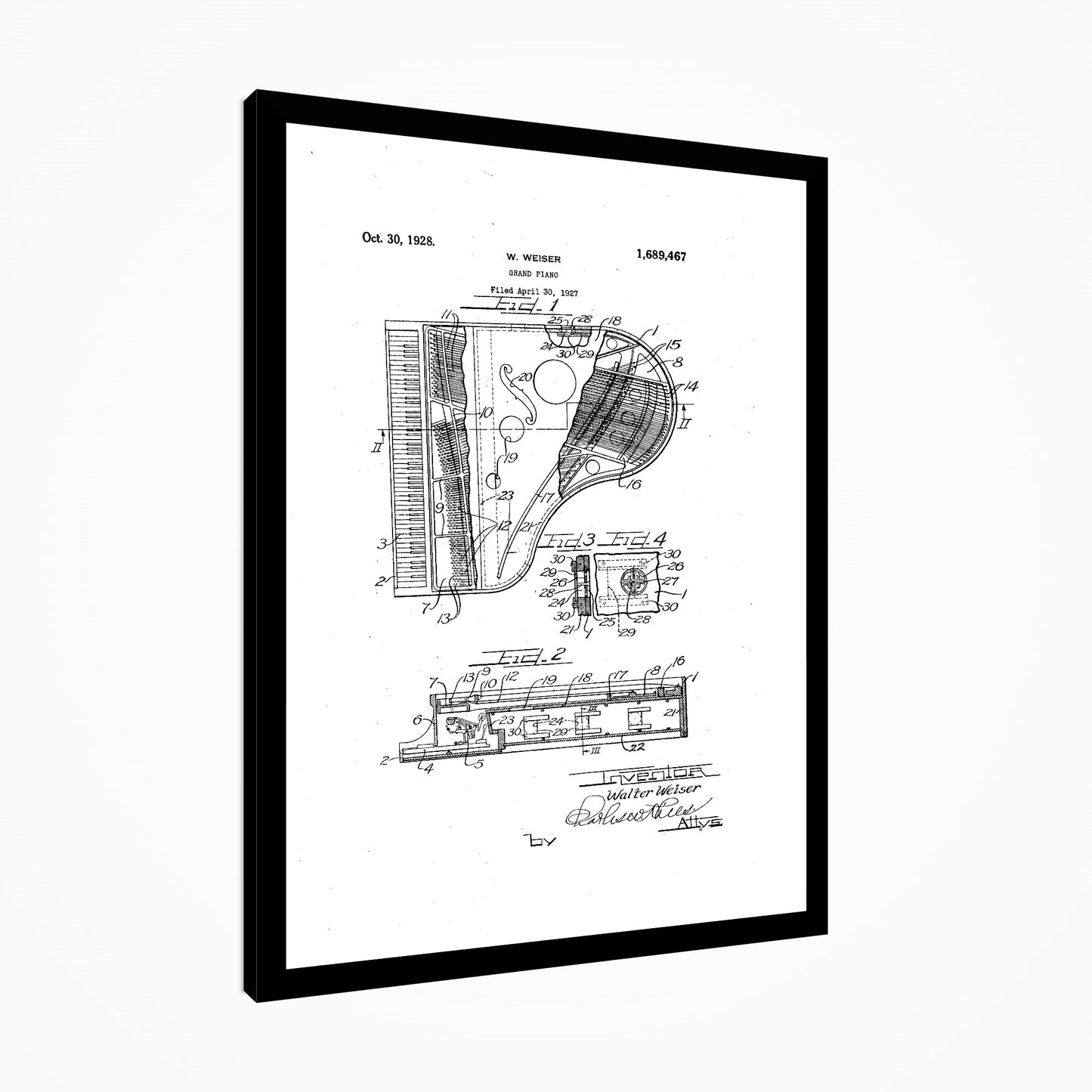 Grand Piano 1928 Patent Print