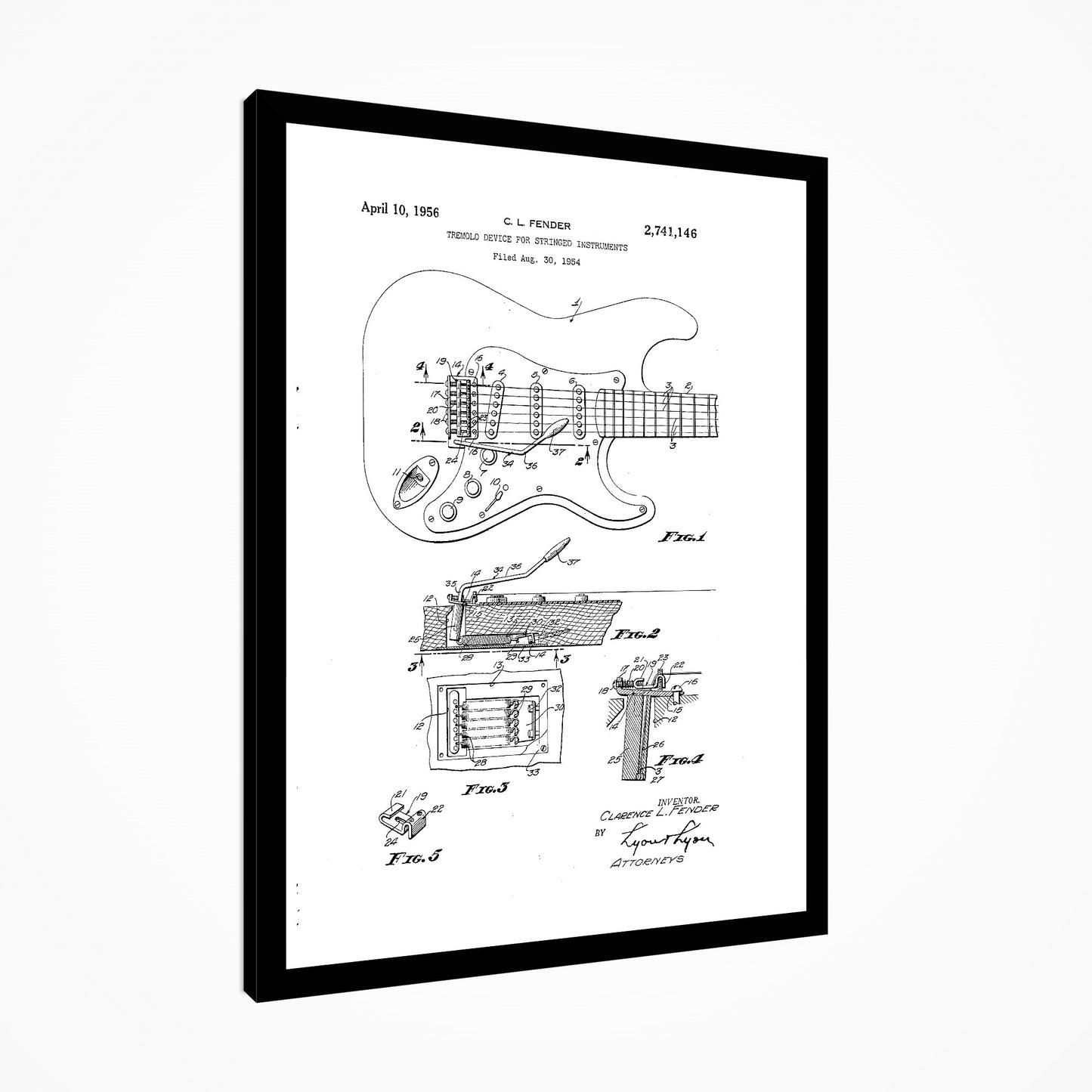 Fender Stratocaster 1954 Guitar Patent Print