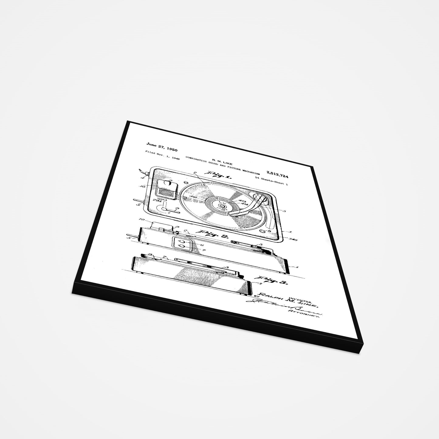 Record Player 1950 Patent Print