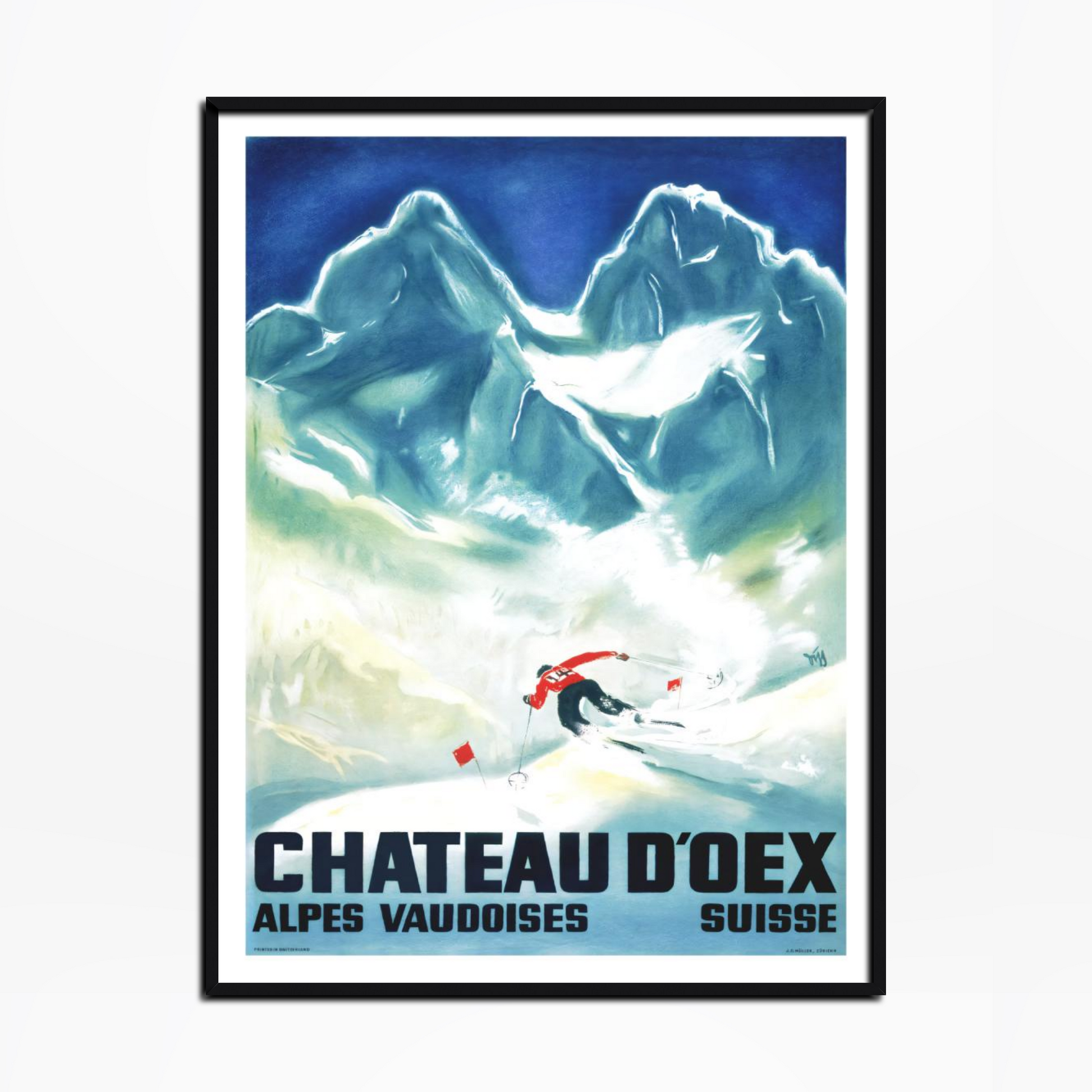 1933 Chateau D’Oex Alpes Vaudoises Suisse Ski Poster