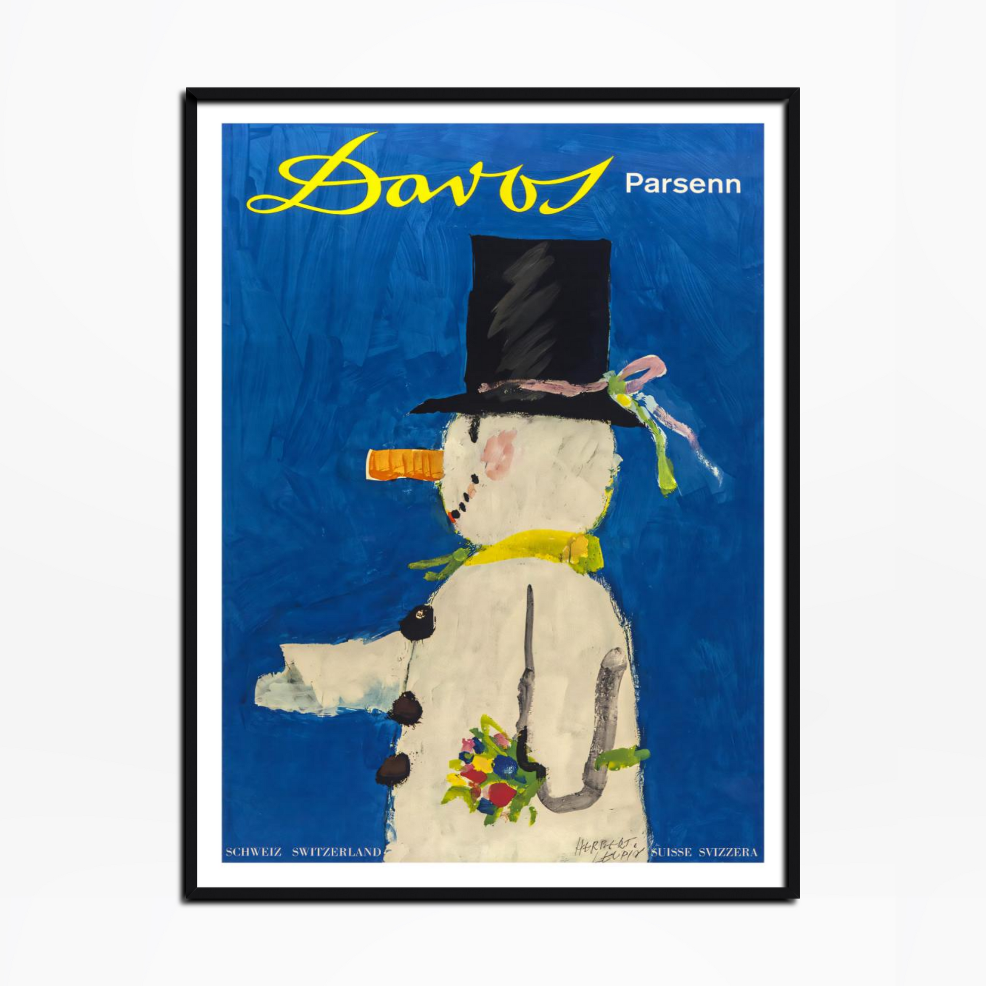 1956 Davos Parsenn Snowman Ski Poster