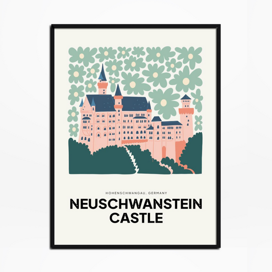 Neuschwanstein Castle Floral Print