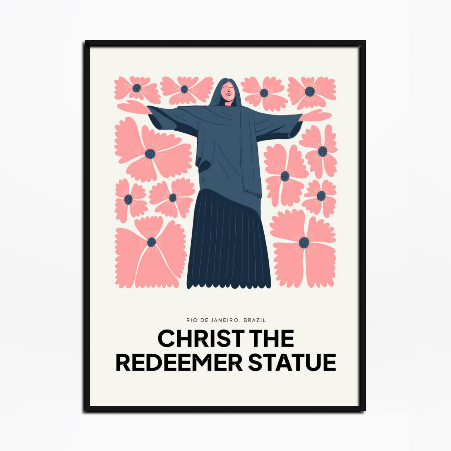 Christ The Redeemer Statue Floral Print