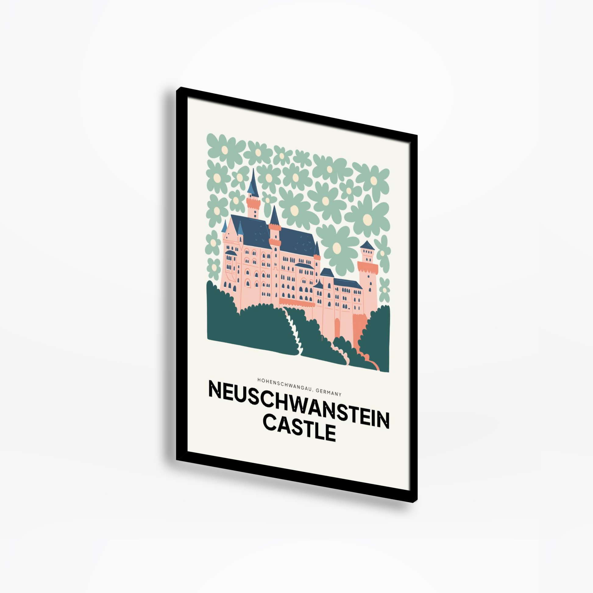 Neuschwanstein Castle Floral Print