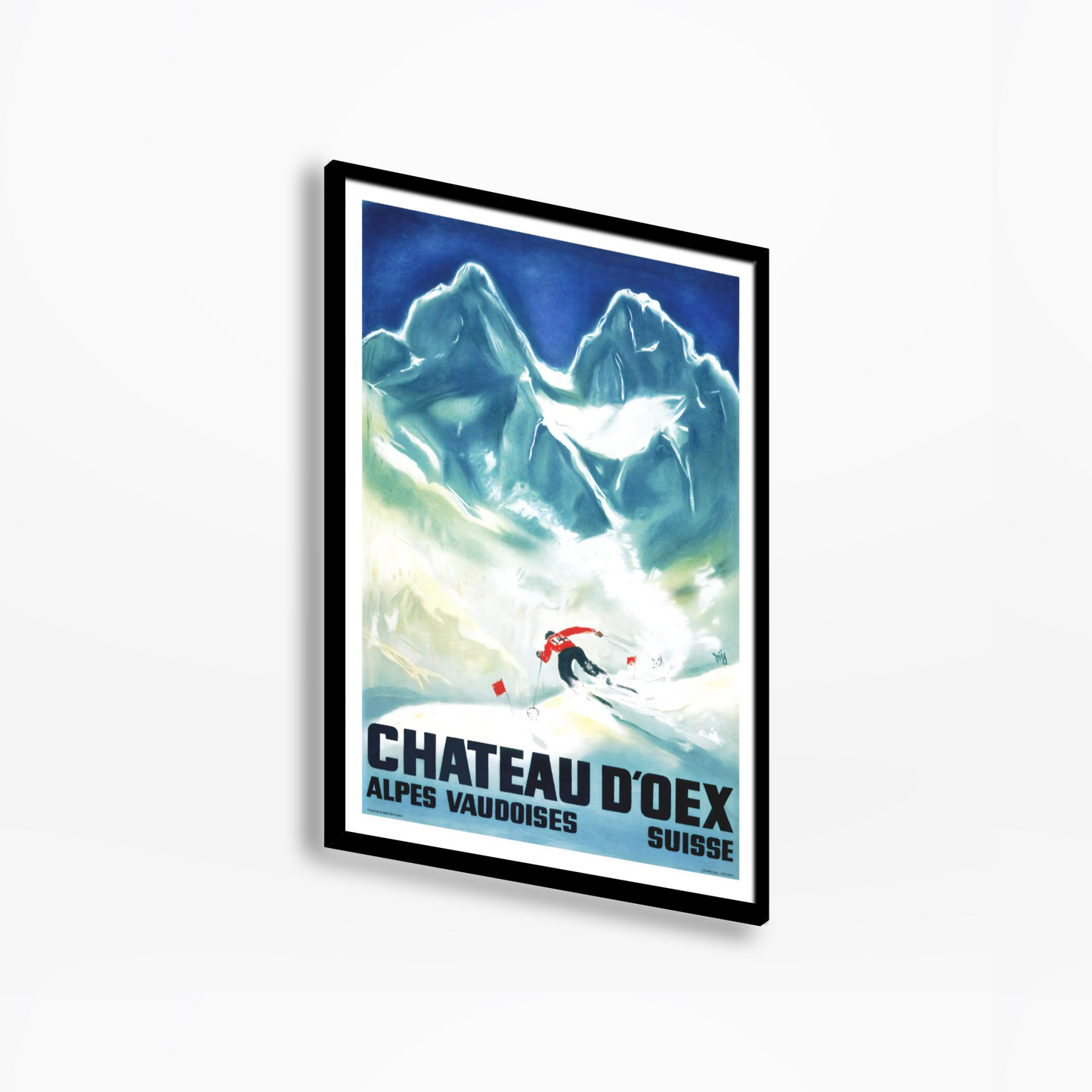 1933 Chateau D’Oex Alpes Vaudoises Suisse Ski Poster