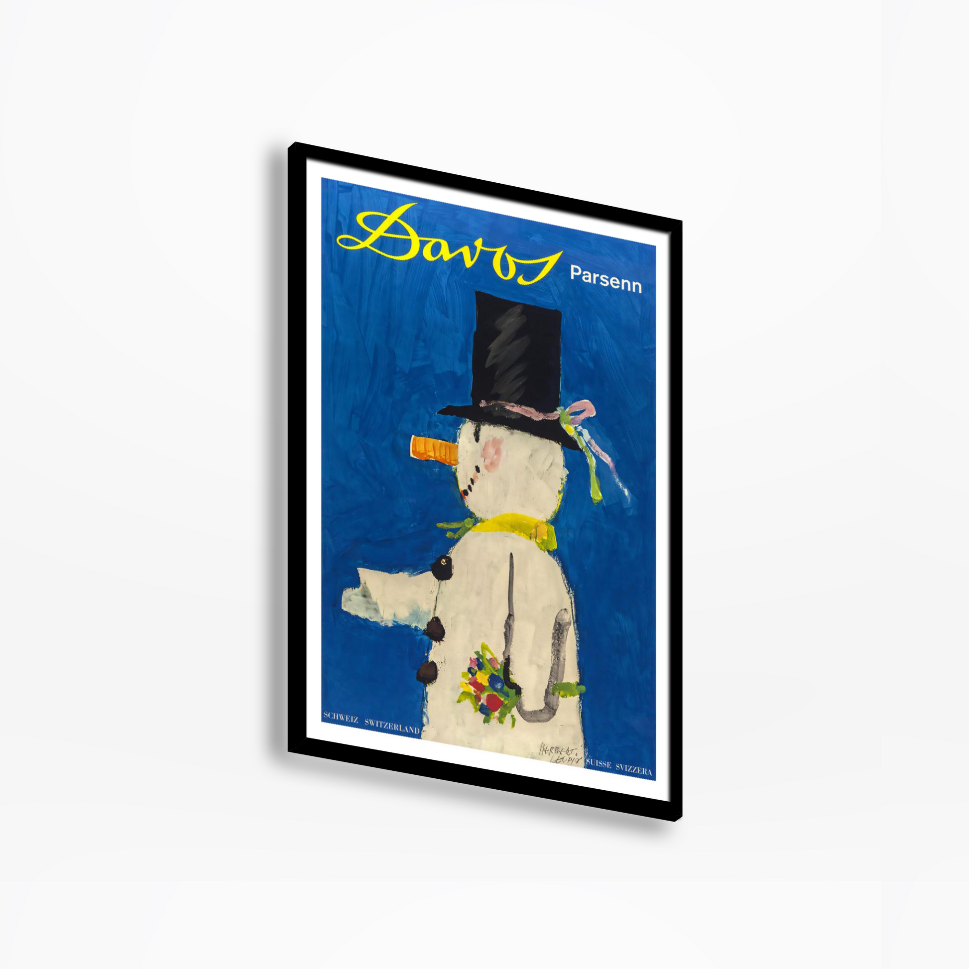 1956 Davos Parsenn Snowman Ski Poster