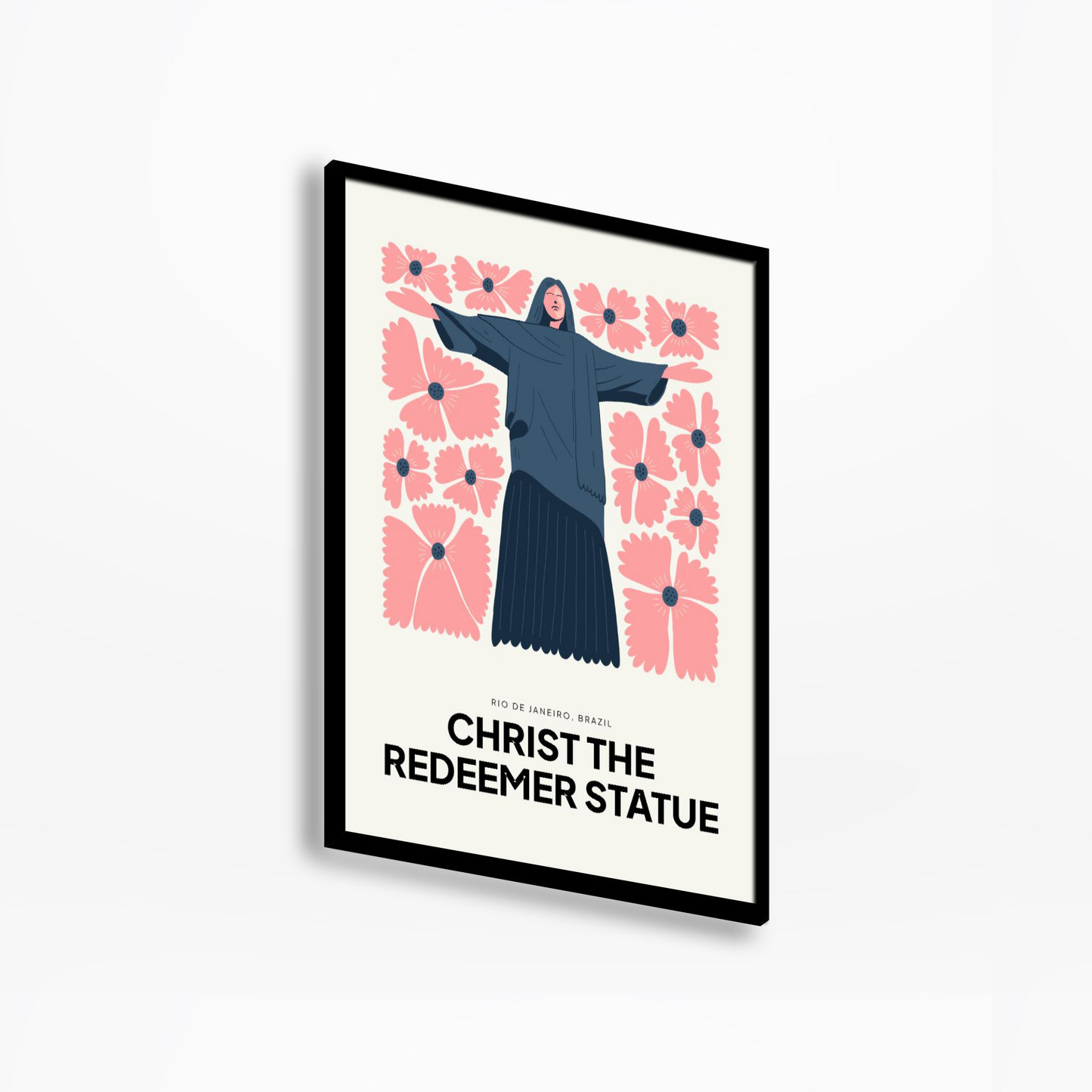 Christ The Redeemer Statue Floral Print