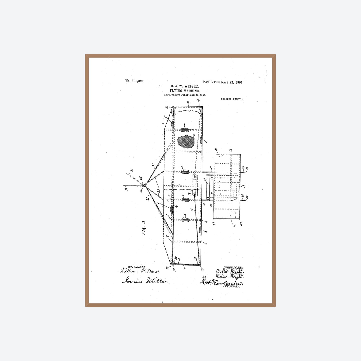 Wright Brothers Flying Machine Patent Print