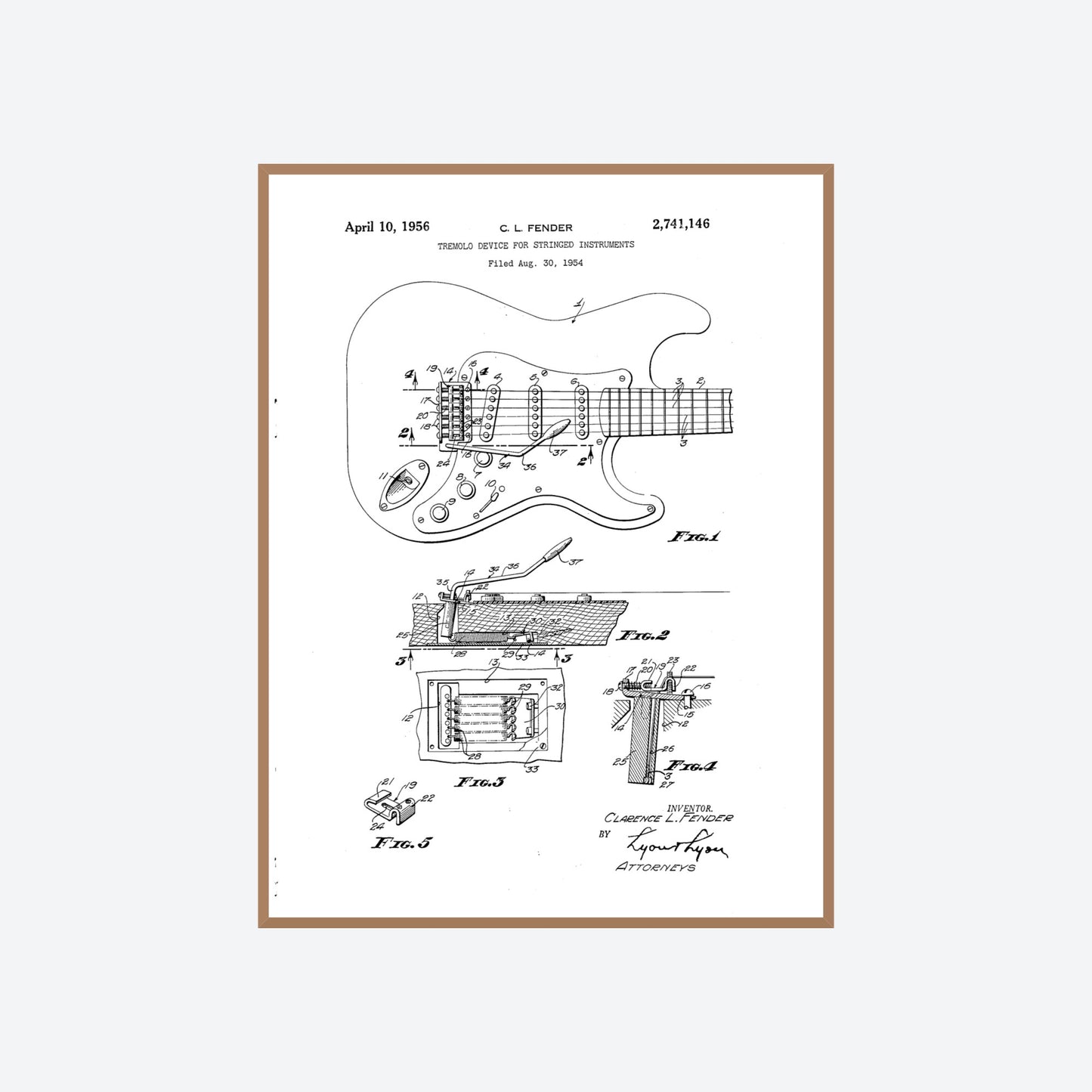 Fender Stratocaster 1954 Guitar Patent Print