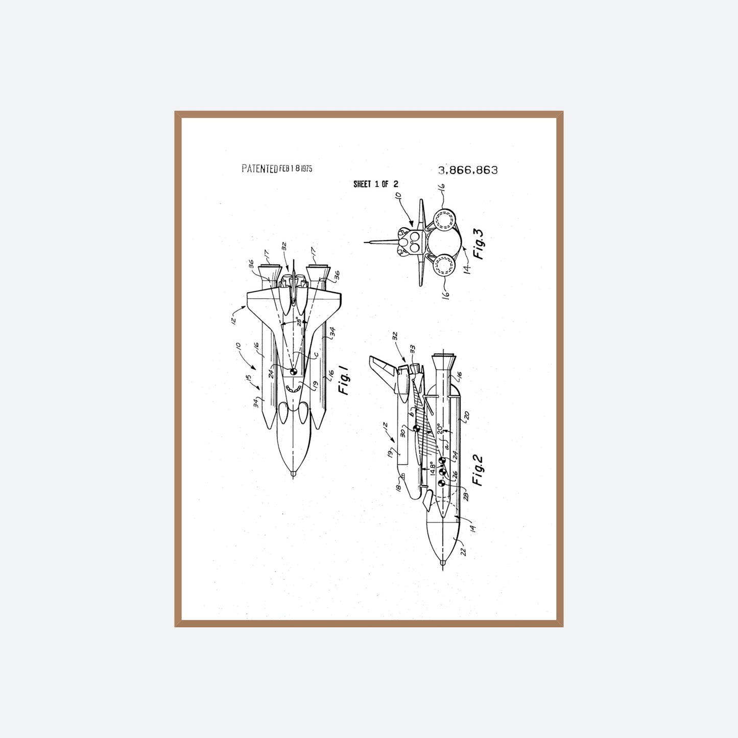 NASA Space Shuttle Patent Print
