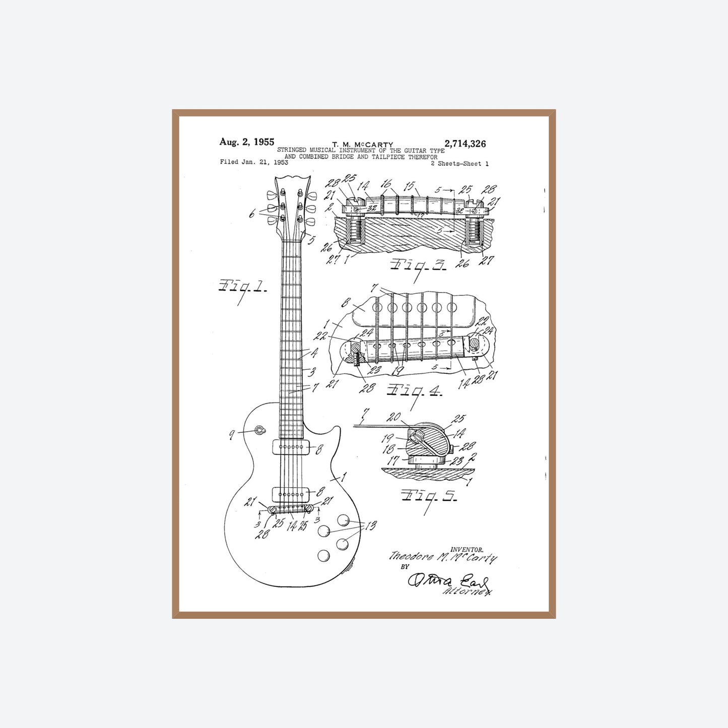 Gibson Les Paul Guitar Patent Print