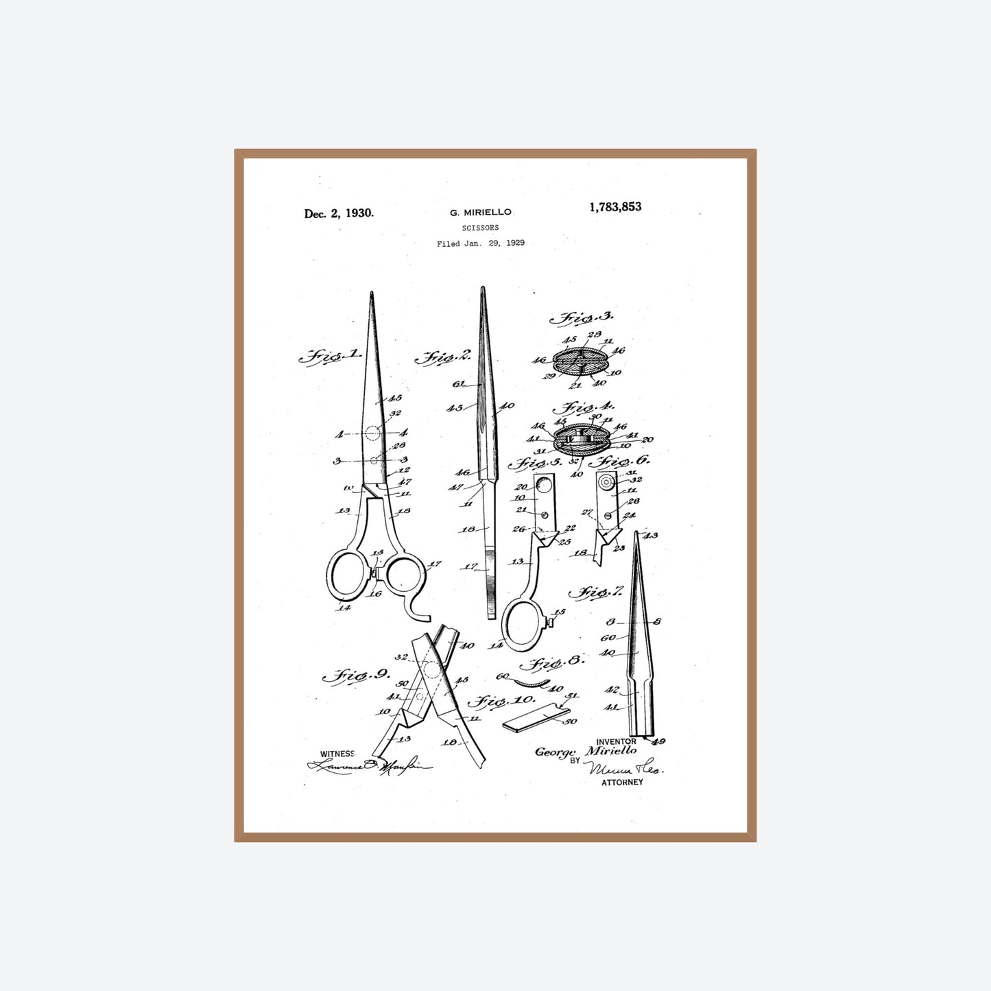 Scissors 1930 Patent Print