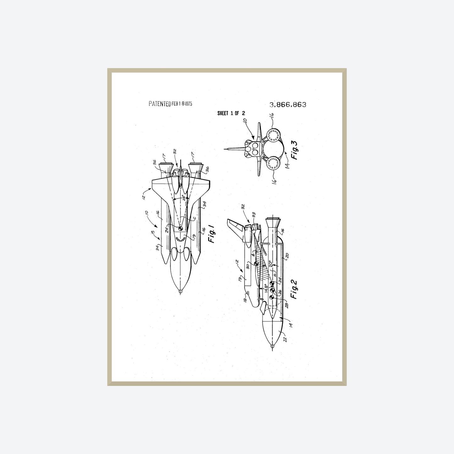 NASA Space Shuttle Patent Print