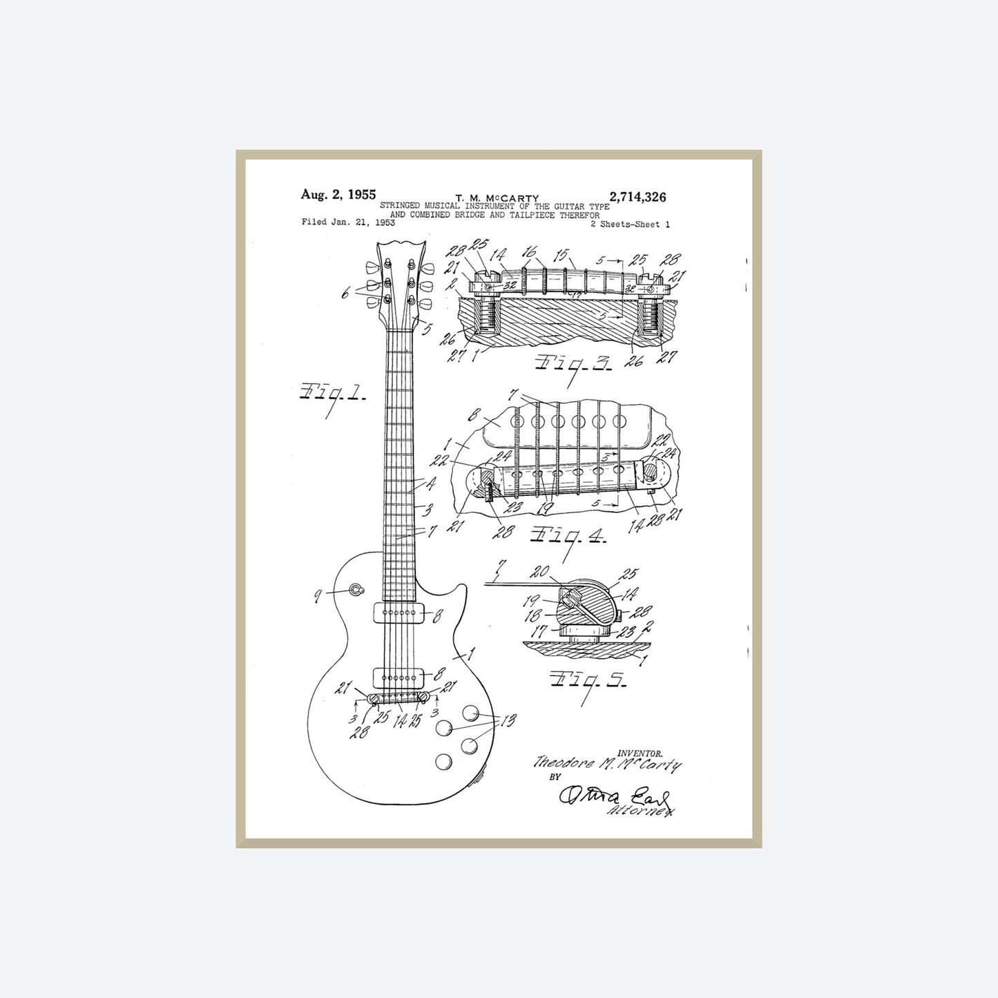 Gibson Les Paul Guitar Patent Print