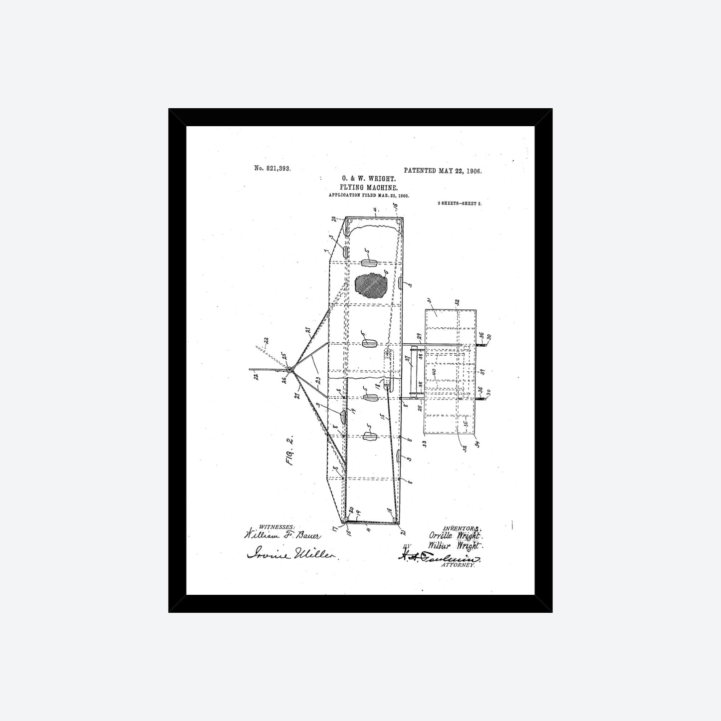 Wright Brothers Flying Machine Patent Print