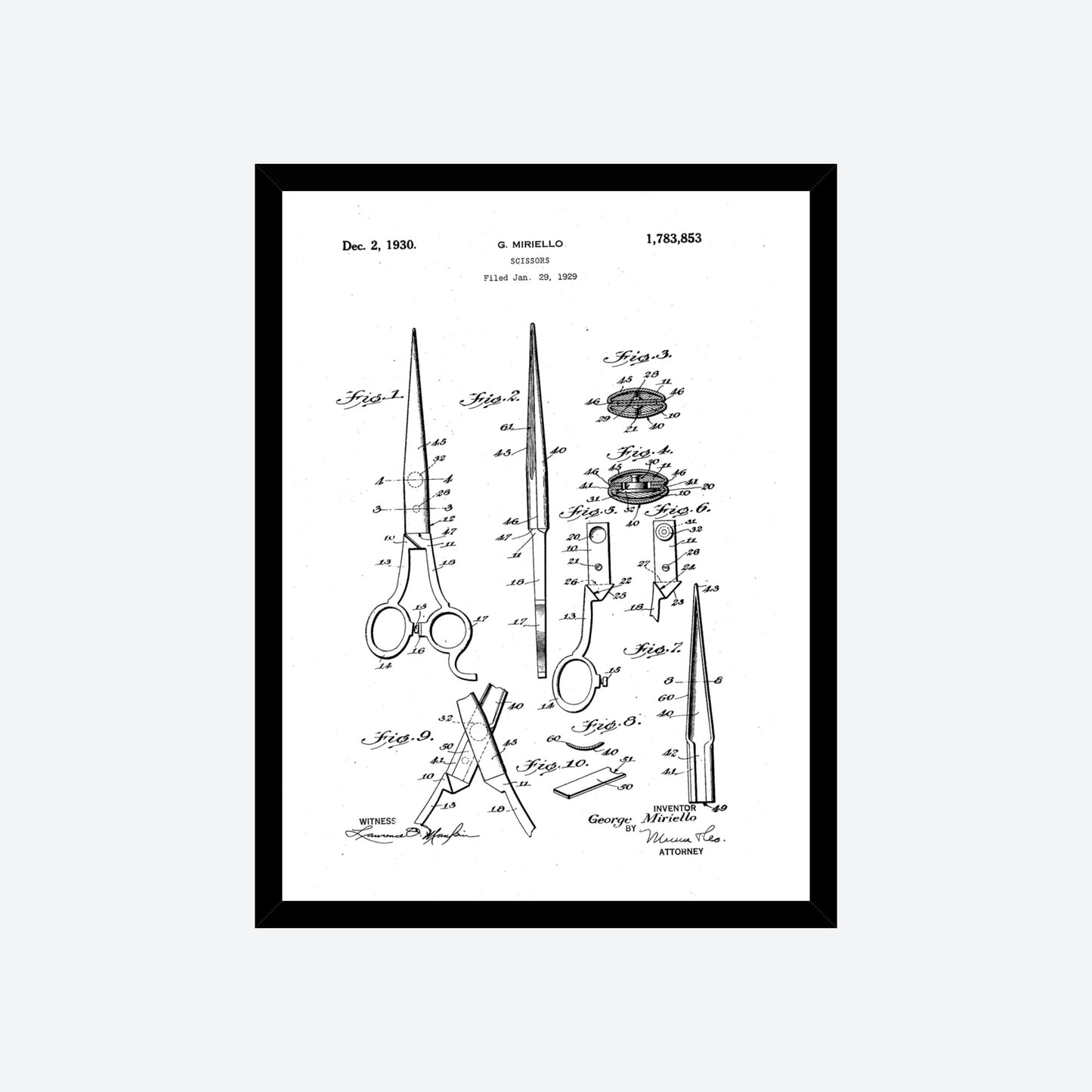 Scissors 1930 Patent Print