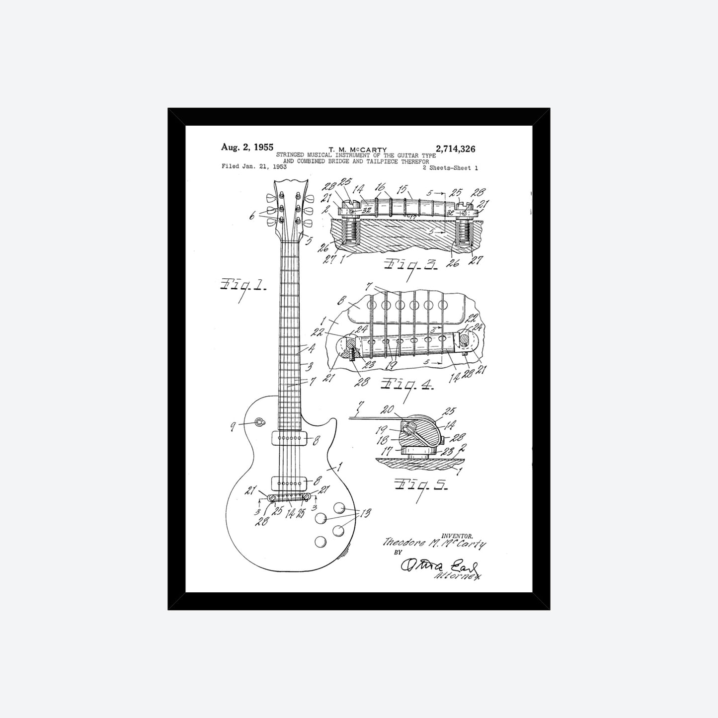 Gibson Les Paul Guitar Patent Print