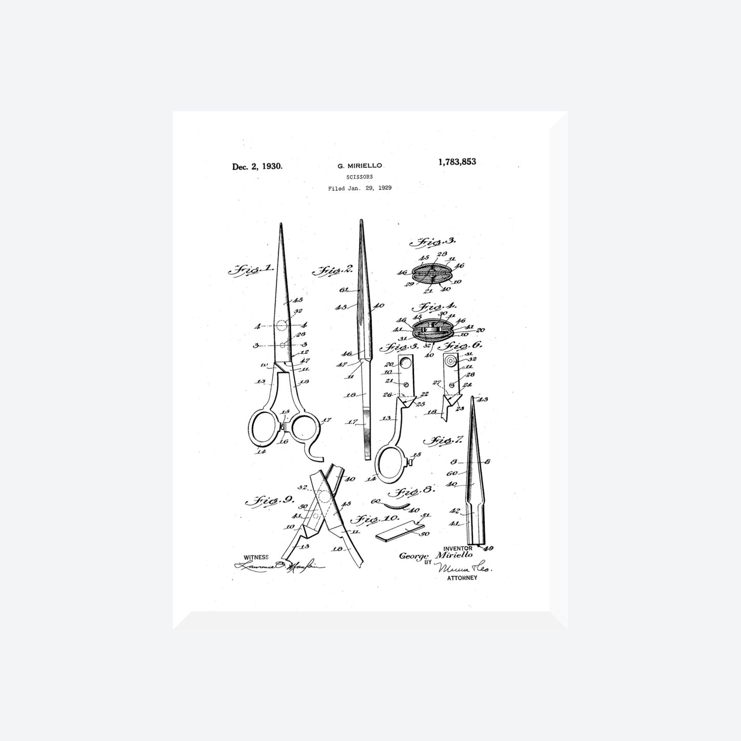 Scissors 1930 Patent Print