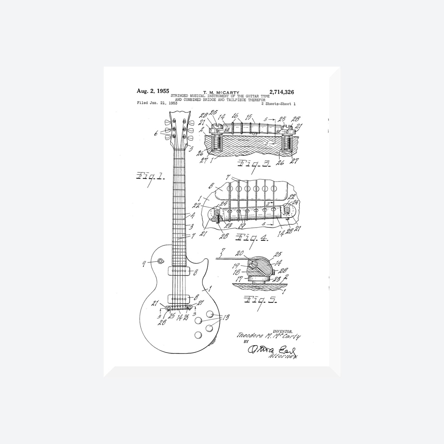 Gibson Les Paul Guitar Patent Print