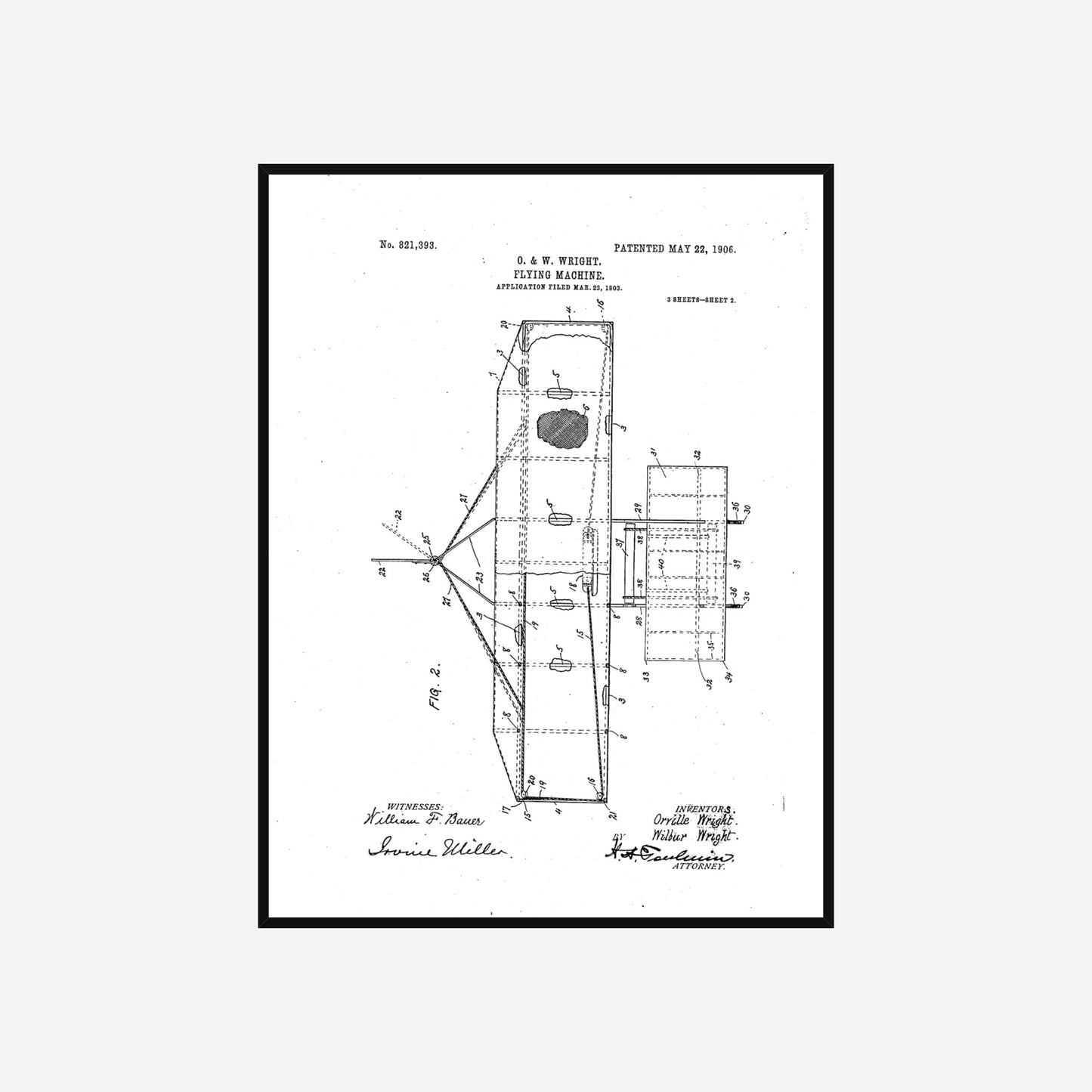 Wright Brothers Flying Machine Patent Print