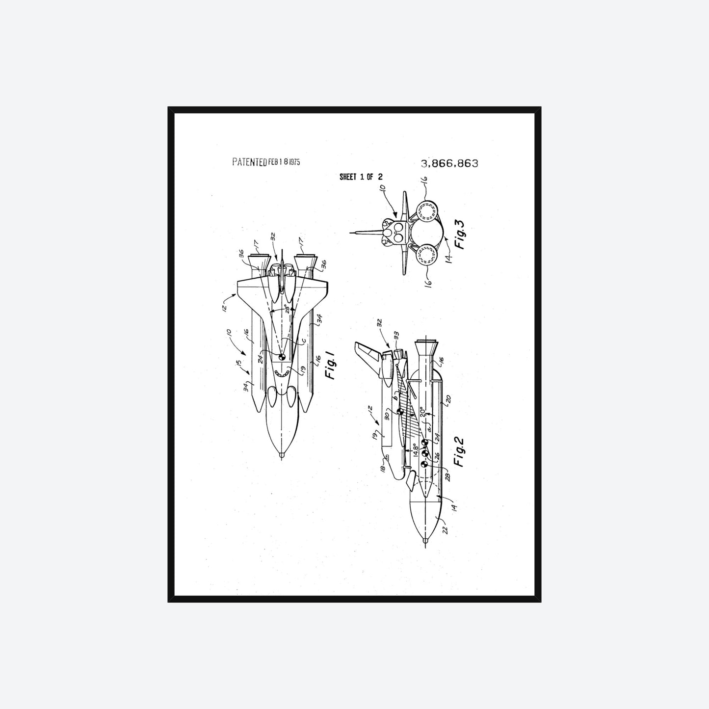 NASA Space Shuttle Patent Print