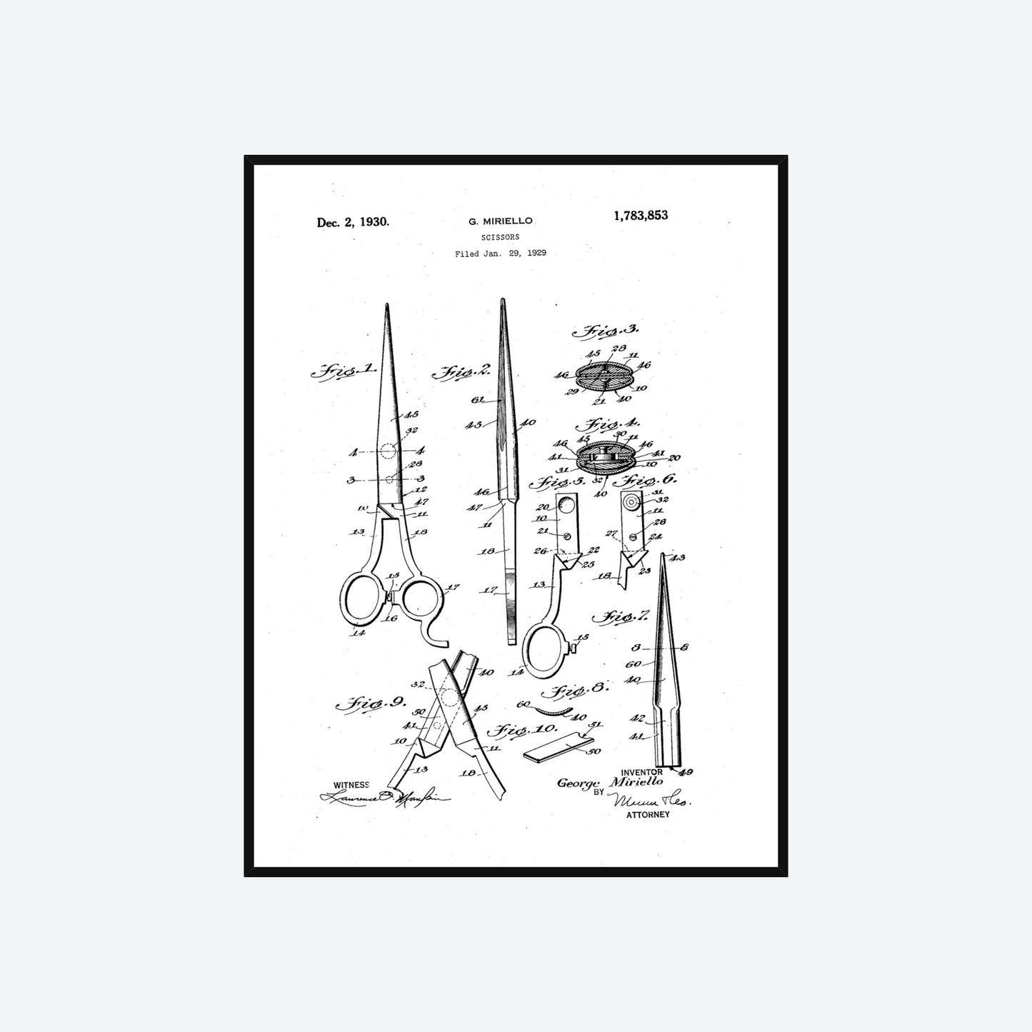 Scissors 1930 Patent Print