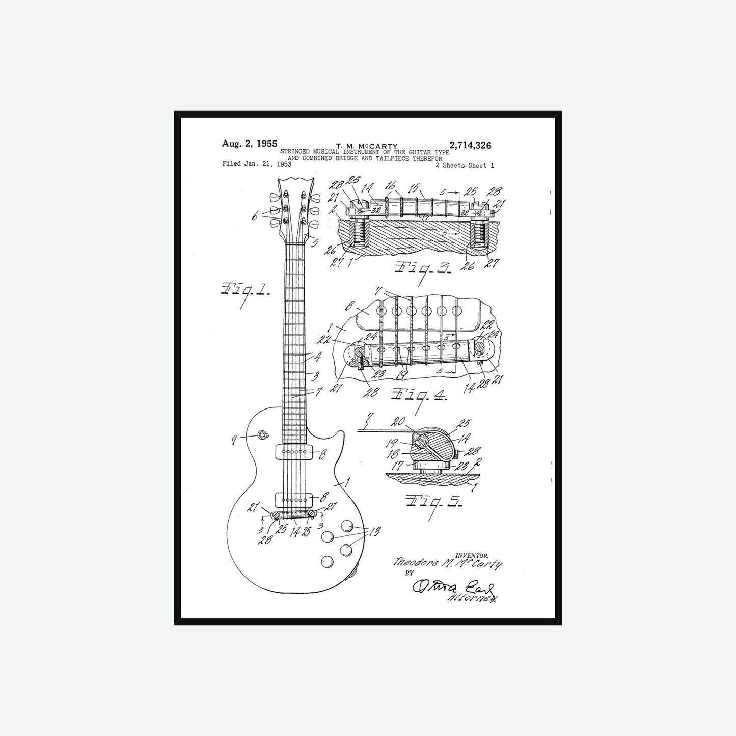 Gibson Les Paul Guitar Patent Print