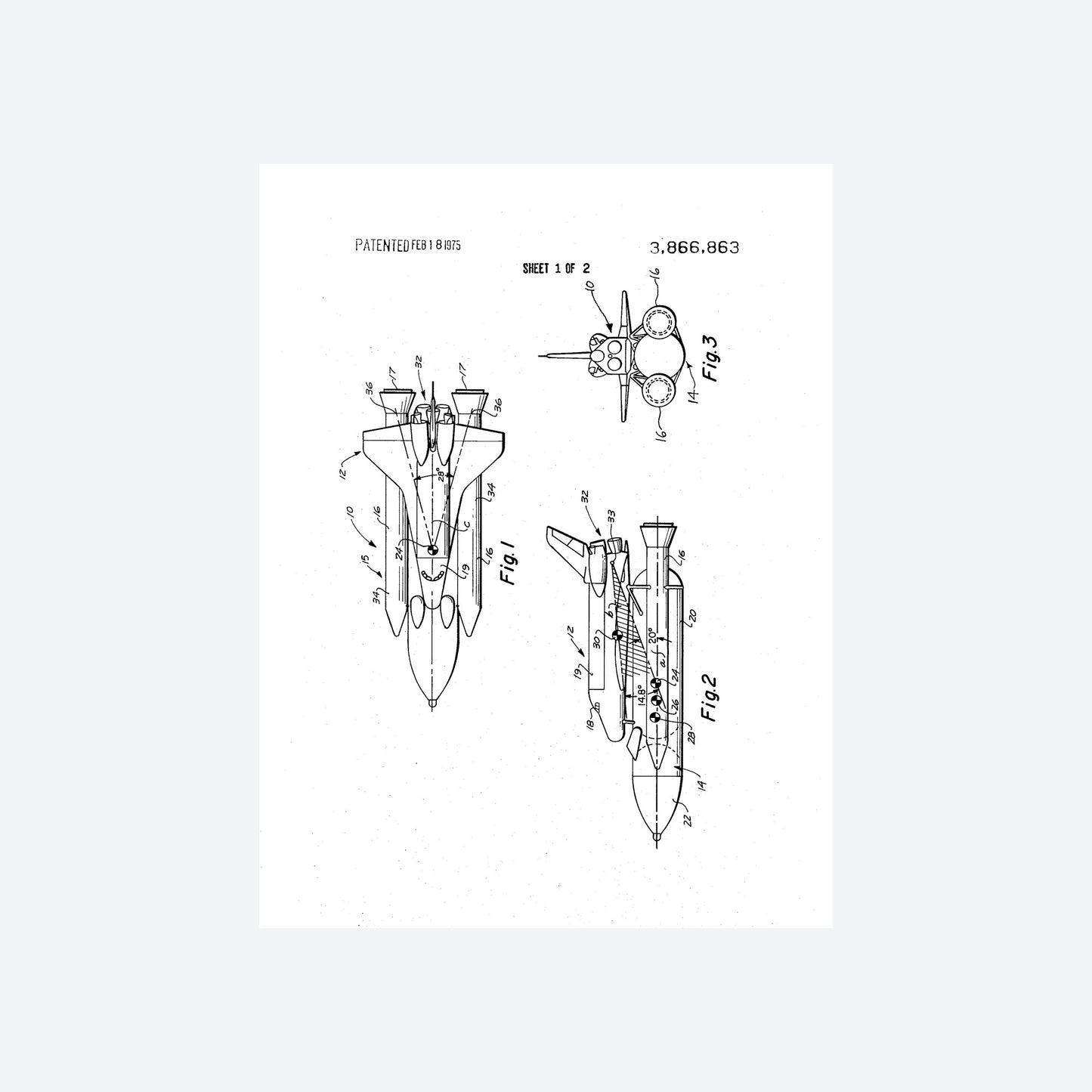 NASA Space Shuttle Patent Print