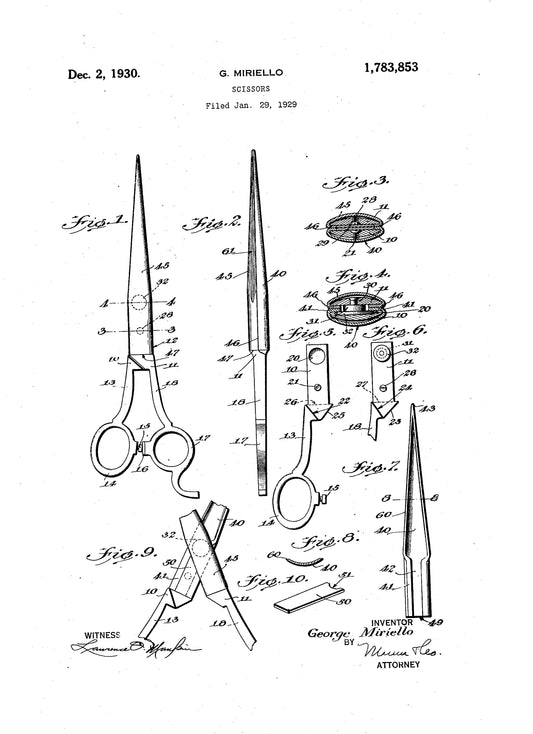 Scissors 1930 Patent Print